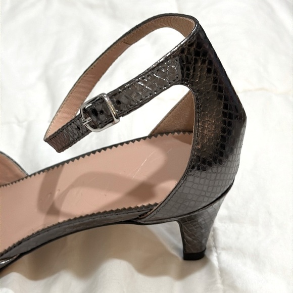 J Crew Collection pointed toe heels in Metallic snake-embossed leather BT882 NEW - Picture 7 of 9